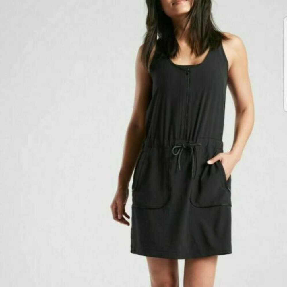 Athleta Dress Women’s 6 Black Expedition Skort Mini Zip Front Drawstring Shorts